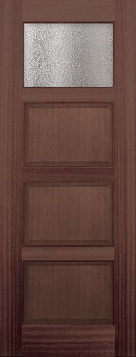 96" 1 lite TDL Continental DoorCraft Mahogany Door w/Textured Glass