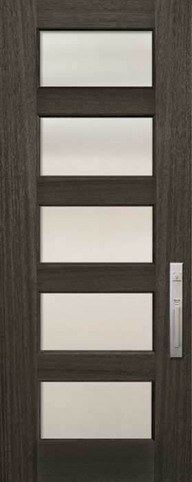 36" x 96" 5 lite TDL Continental DoorCraft Mahogany Door w/Textured Glass