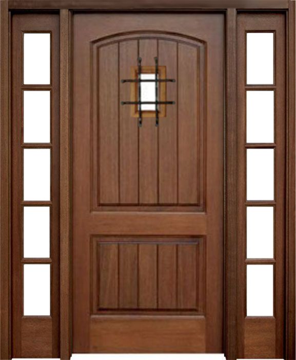 80" Mahogany Decatur Hendersonville Single Door/2Sidelite 5 Lite w Speakeasy