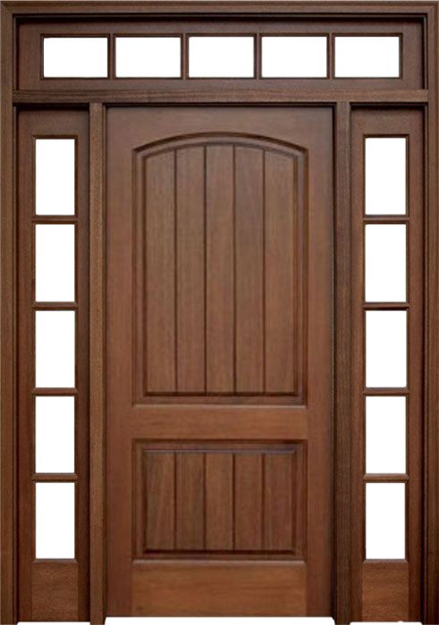 80" Mahogany Decatur Hendersonville Single Door/2Sidelite 5 Lite & Rec Transom