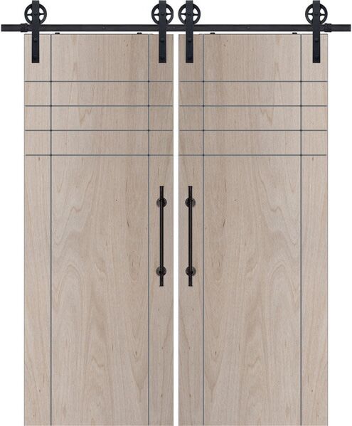 107" Birch Fleetwood Solid Contemporary Double Barn Door