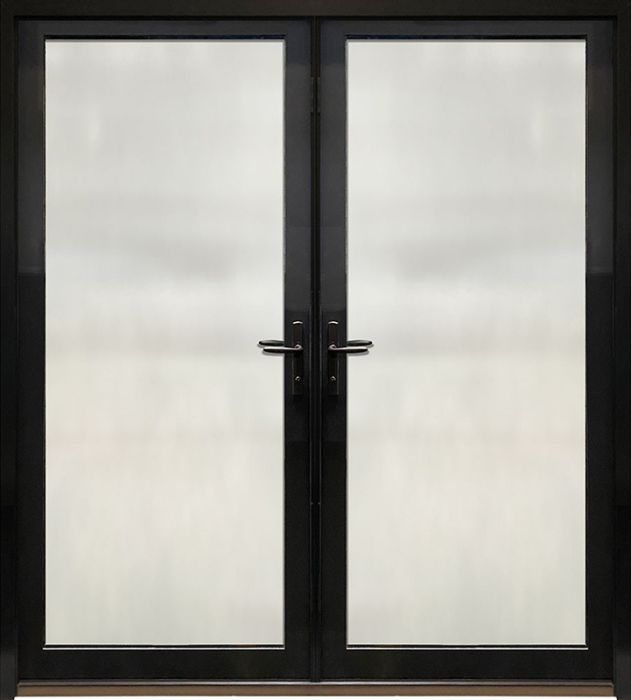 80" Full Lite Contemporary Smooth NP-Series Narrow Profile Double Door