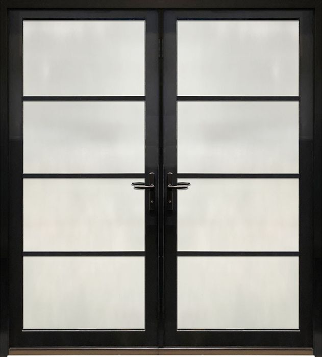 80" 4 Lite Horizontal SDL Contemporary Smooth NP-Series Narrow Profile Double Door