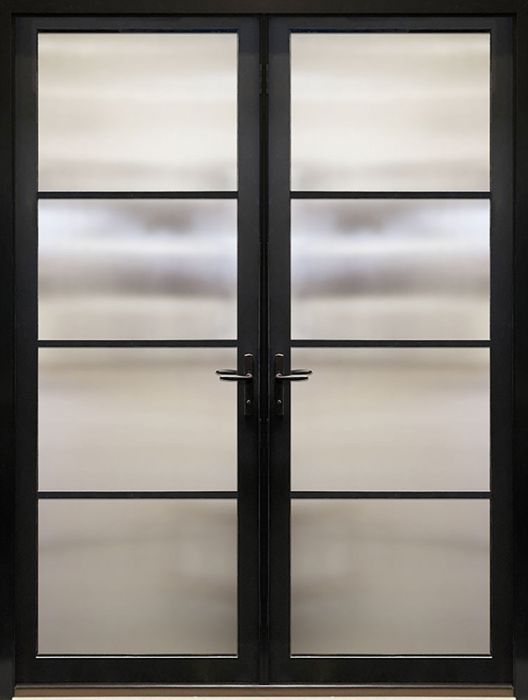 96" 4 Lite Horizontal SDL Contemporary Smooth NP-Series Narrow Profile Double Door