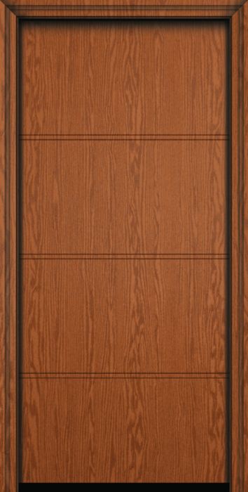 Impact 80" 4 Panel South Beach Modern Oak Fiberglass Single Door