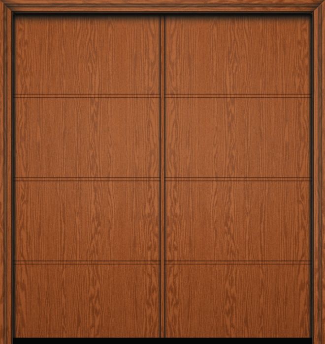 Impact 80" 4 Panel South Beach Modern Oak Fiberglass Double Door