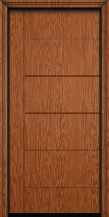 Impact 80" 5 Panel Napoli Modern Oak Fiberglass Single Door