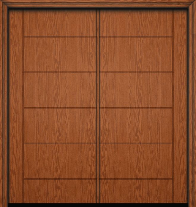 Impact 80" 5 Panel Napoli Modern Oak Fiberglass Double Door
