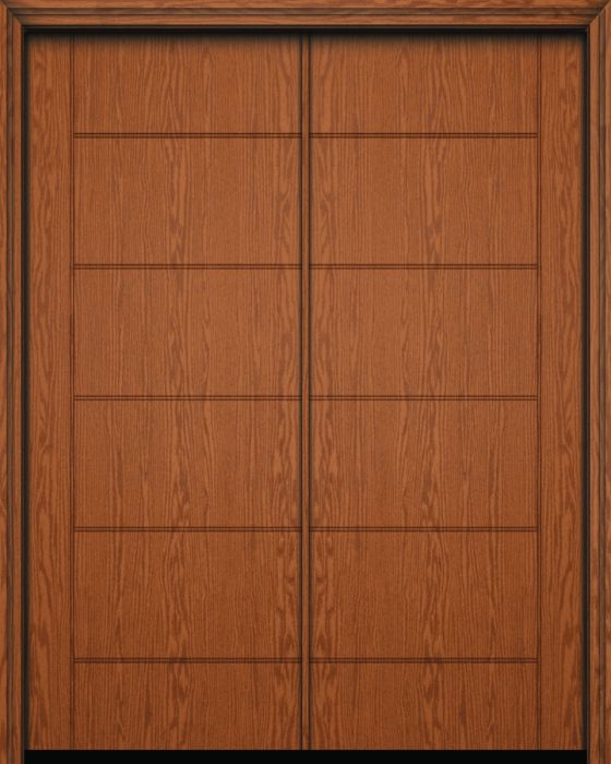 Impact 96" 5 Panel Napoli Modern Oak Fiberglass Double Door