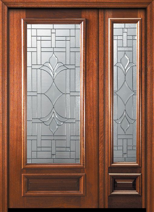 36" x 80" 3/4 Lite Marsala Mahogany Door /1side
