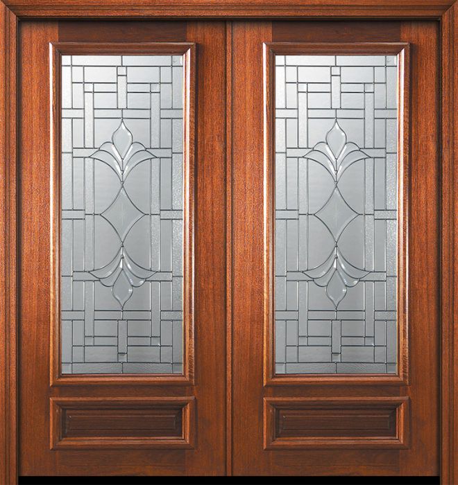 36" x 80" Double 3/4 Lite Marsala Mahogany Door