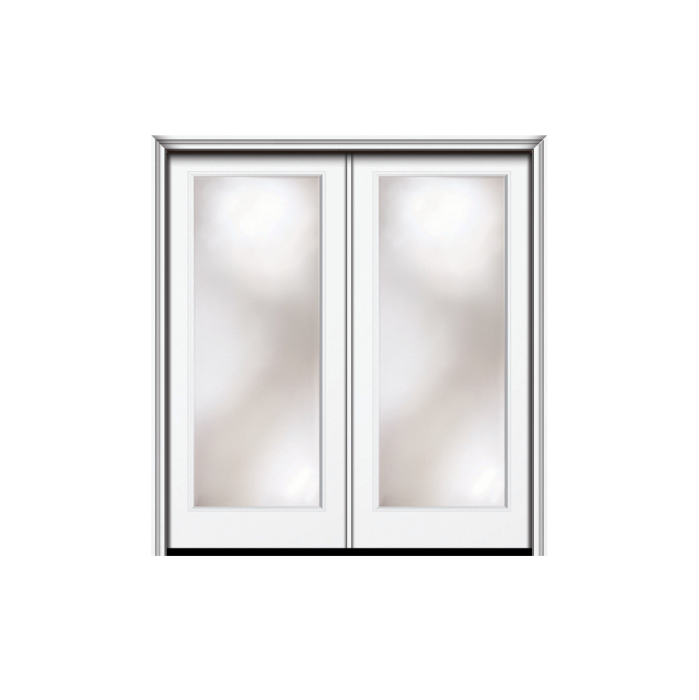80" Full Lite Nova 90 Modern Smooth Fiberglass Direct Glazed Double Door 