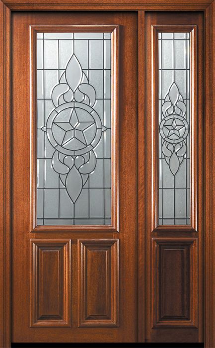 36" x 96" 2/3 Lite Brazos Mahogany Door /1side