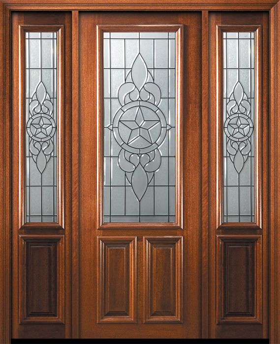 36" x 96" 2/3 Lite Brazos Mahogany Door /2side