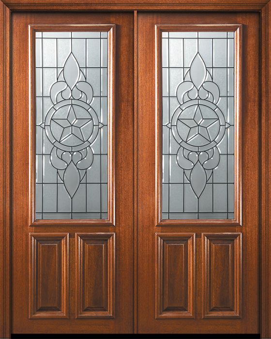 36" x 96" Double 2/3 Lite Brazos Mahogany Door