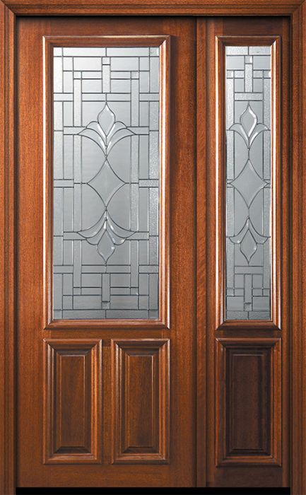 36" x 96" 2/3 Lite Marsala Mahogany Door /1side