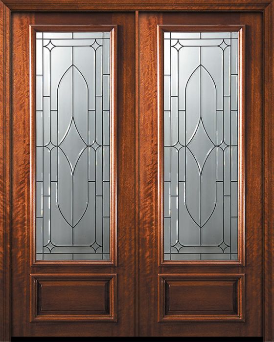 96" Double 3/4 Lite Bourbon Street Mahogany Door