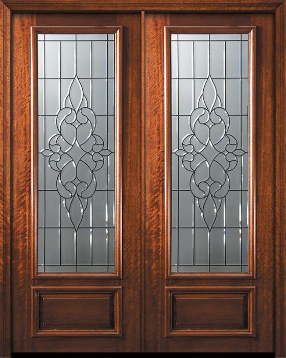 96" Double 3/4 Lite Courtlandt Mahogany Door
