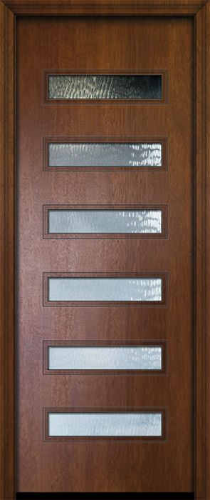36" x 96" Beverly Mahogany Contemporary Door w/Textured Glass