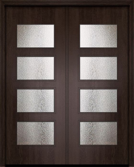 42" x 96" Double Santa Monica Mahogany Contemporary Door w/Textured Glass