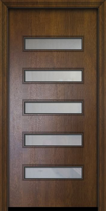 80" Beverly Mahogany Contemporary Door w/Textured Glass