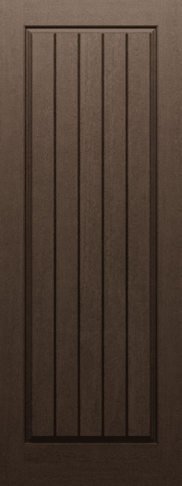 96" 1 Panel Square Plank Rustic Fiberglass Single Door