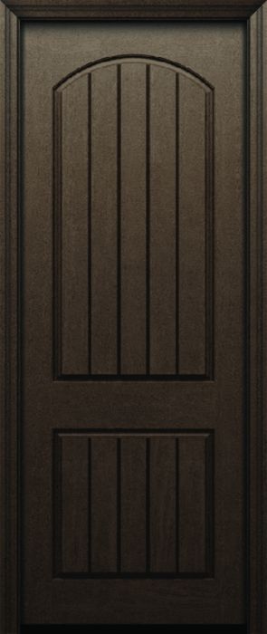 96" 2 Panel Arch Plank Rustic Fiberglass Single Door