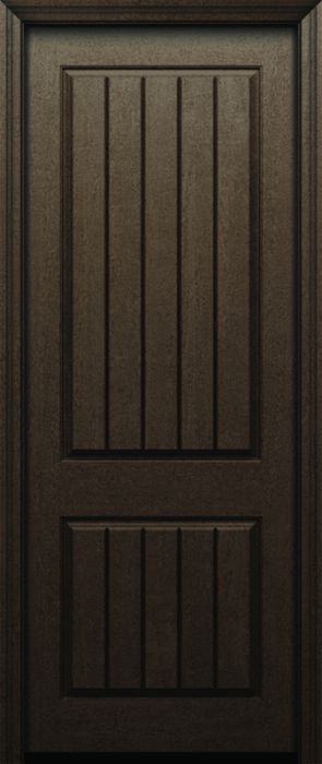 96" 2 Panel V-Grooved Rustic Fiberglass Raised Moulding Single Door