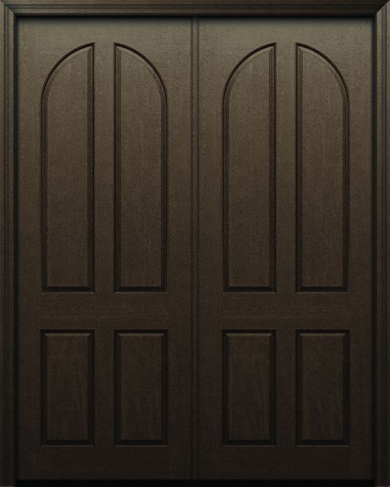 96" 4 Panel Arch Square Top Rustic Fiberglass Double Door
