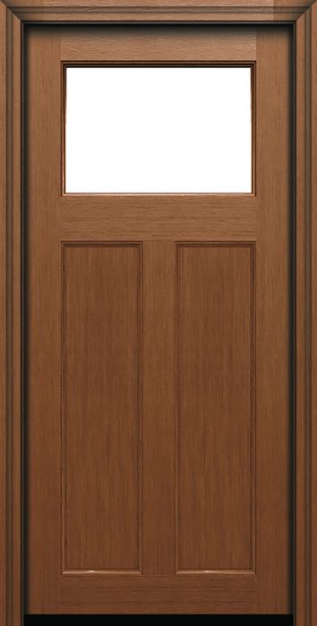 80" 2 Panel Top View Craftsman Fir Fiberglass Direct Glazed Single Door