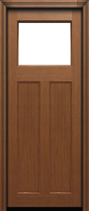 96" 2 Panel Top View Craftsman Fir Fiberglass Direct Glazed Single Door