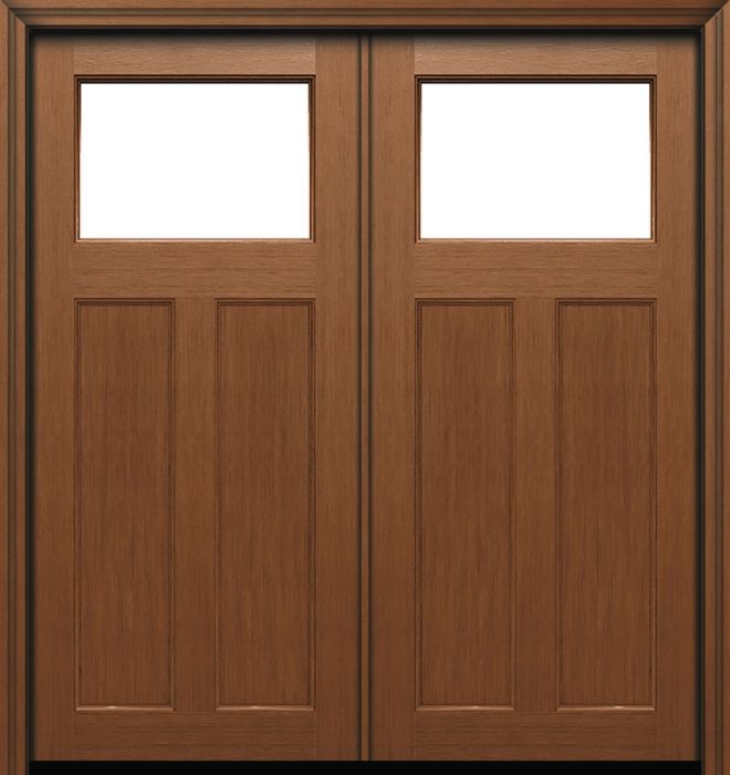 80" 2 Panel Top View Craftsman Fir Fiberglass Direct Glazed Double Door