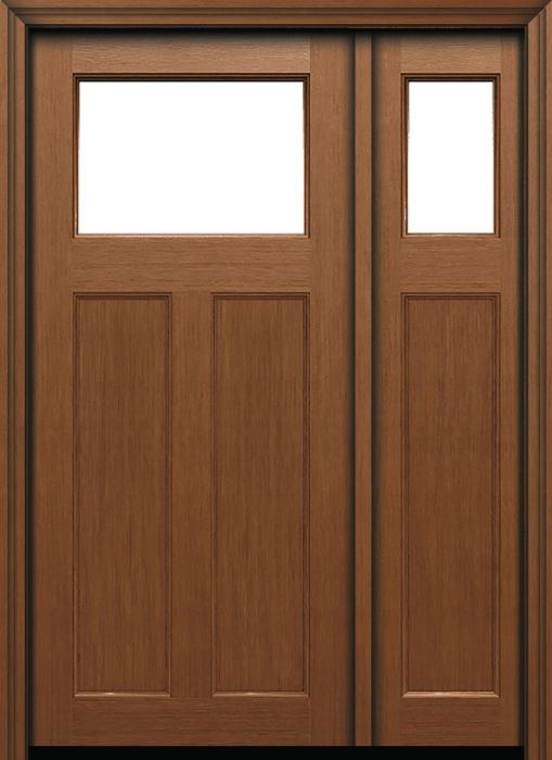 80" 2 Panel Top View Craftsman Fir Fiberglass Direct Glazed Single Door, Sidelite