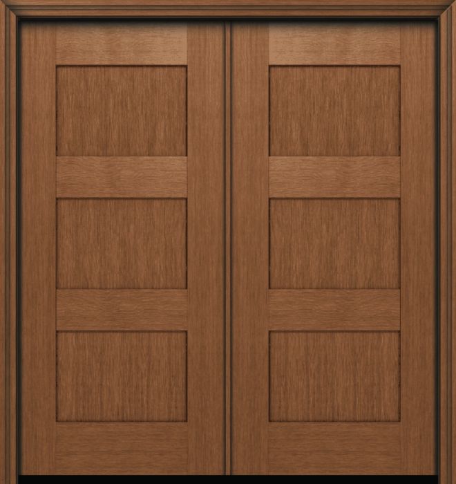 80" 3 Panel Shaker Fir Fiberglass Direct Glazed Double Door