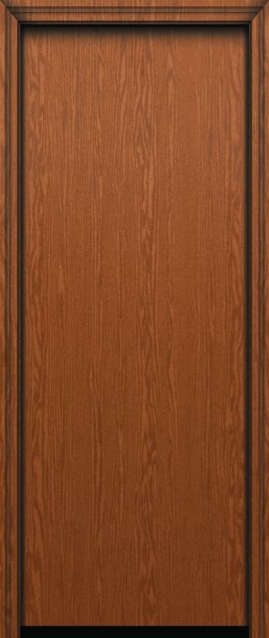 96" Flush Panel Modern Oak Fiberglass Single Door
