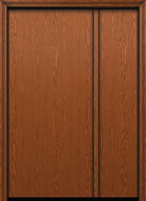 80" Flush Panel Modern Oak Fiberglass Single Door, Sidelite