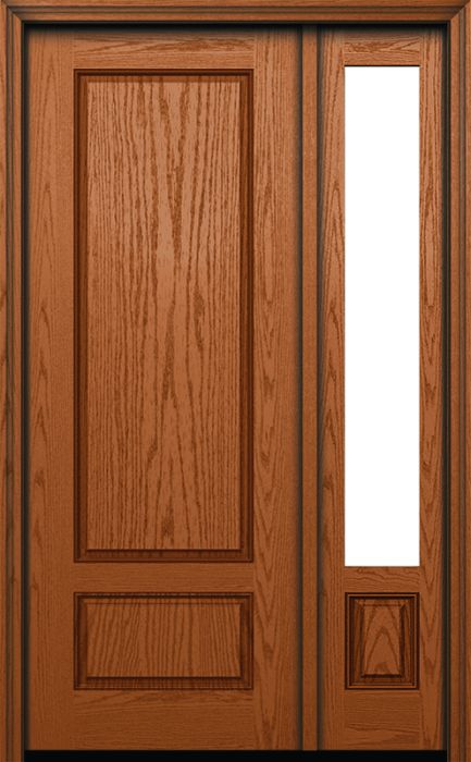 96" 2 Panel Oak Fiberglass Single Door, Sidelite
