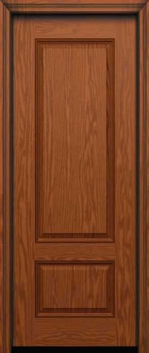 96" 2 Panel Oak Fiberglass Single Door
