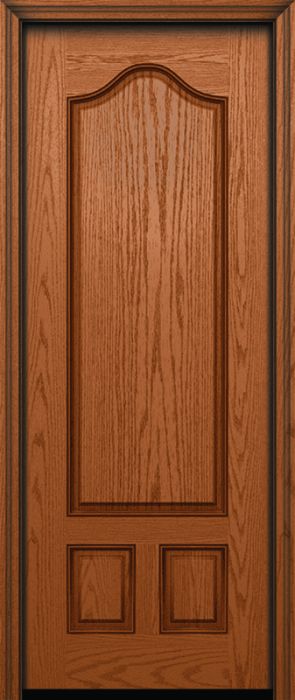 96" Gothic Panel Over 2 Panel Oak Fiberglass Single Door