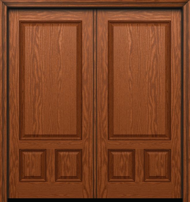 80&quot; 3/4 Elite over 2 Panel Oak Fiberglass Double Door