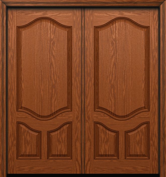 80" 3/4 Premium over 2 Panel Oak Fiberglass Double Door