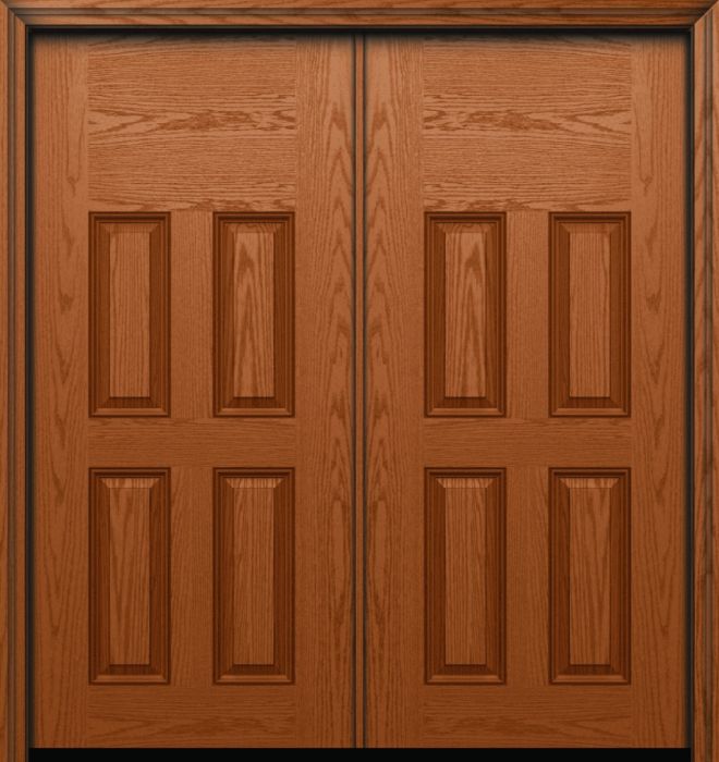 Impact 80" 4 Panel Blank Top Colonial Oak Fiberglass Double Door