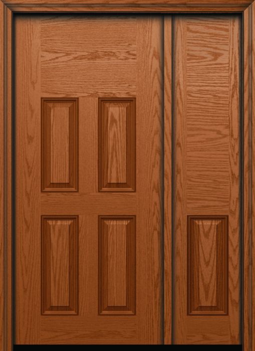 80" 4 Panel Blank Top Colonial Oak Fiberglass Single Door, Sidelite