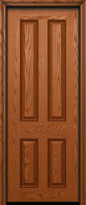 96" True 4 Panel Colonial Oak Fiberglass Single Door