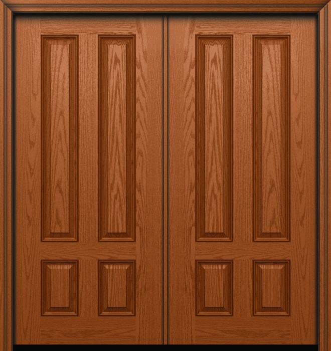 80" 4 Panel Oak Fiberglass Double Door