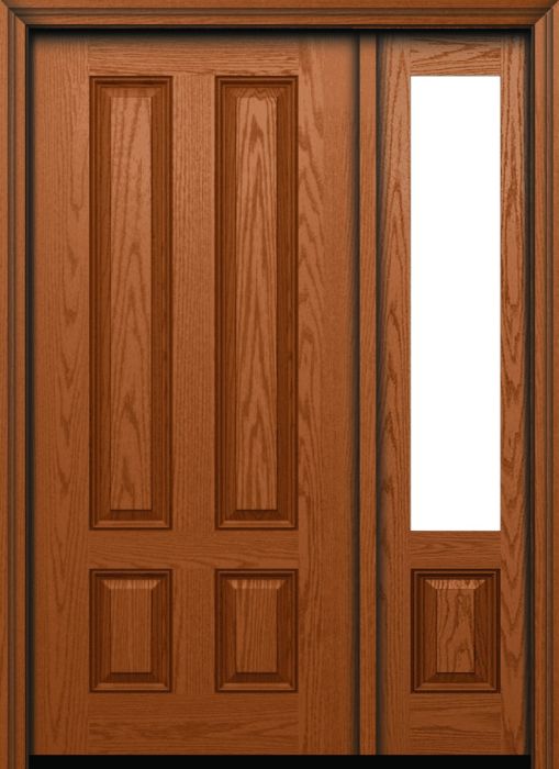 80" 4 Panel Oak Fiberglass Single Door, Sidelite
