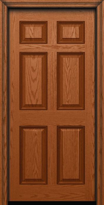 80" 6 Panel Colonial Oak Fiberglass Single Door