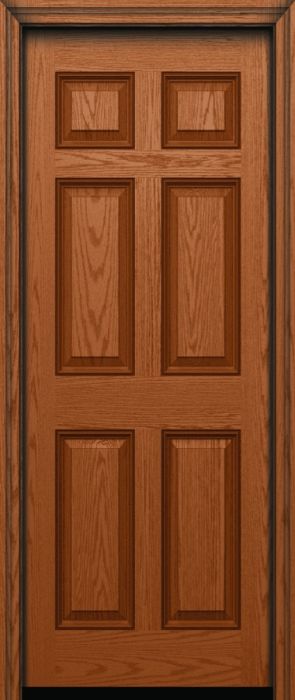 80" 6 Panel Trimmable Utility Colonial Oak Fiberglass Single Door