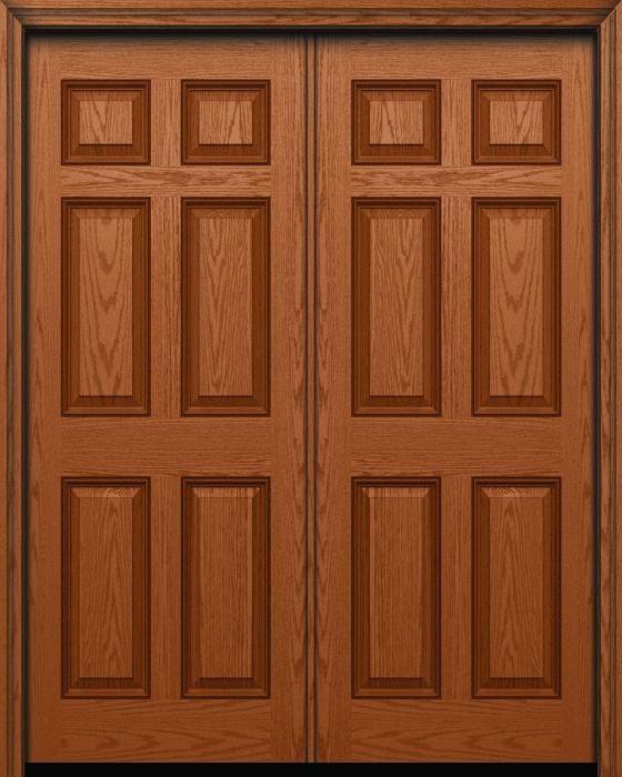 80" 6 Panel Trimmable Utility Colonial Oak Fiberglass Double Door