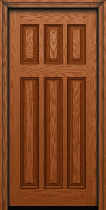 80" 6 Panel Craftsman Oak Fiberglass Single Door